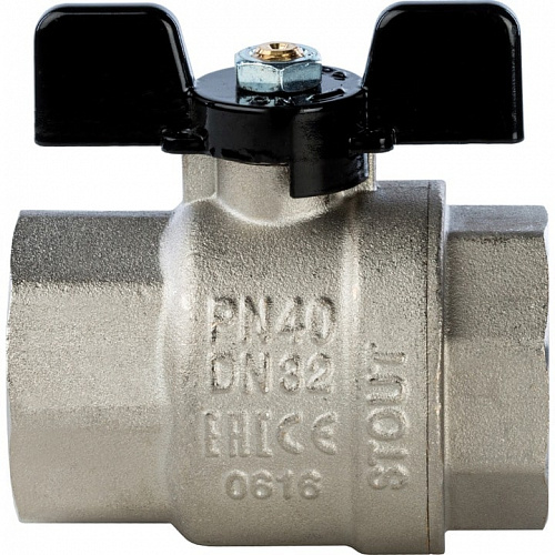 Кран шаровый полн. прох. 1 1/4" В/В бабочка, STOUT, фото фото 3