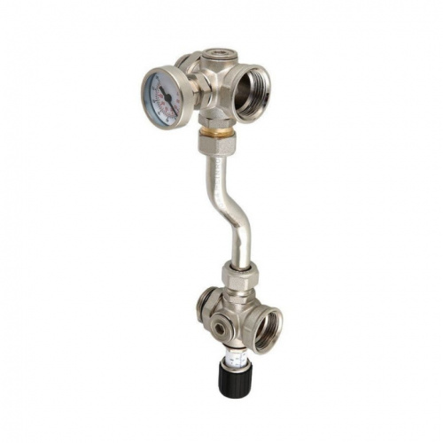 Байпас проходной с перепускным клапаном и термометром VT.0667T.0.0, фото