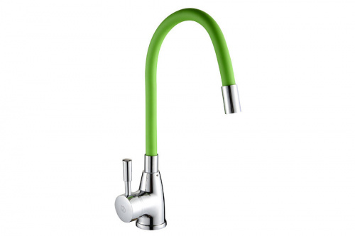 Смеситель ROEGEN RD014V для кухни, 40 мм, на гайке, с боковой ручкой, с гибким темнозелёным изливом, фото