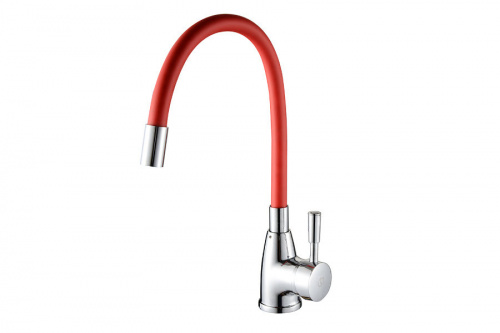 Смеситель ROEGEN RD014R для кухни, 40 мм, на гайке, с боковой ручкой, с гибким красным изливом, фото