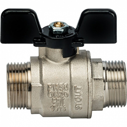 Кран шаровый полн. прох. 3/4" Н/Н бабочка, STOUT, фото фото 3