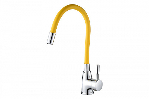 Смеситель ROEGEN RD014Y для кухни, 40 мм, на гайке, с боковой ручкой, с гибким желтым изливом, фото фото 2