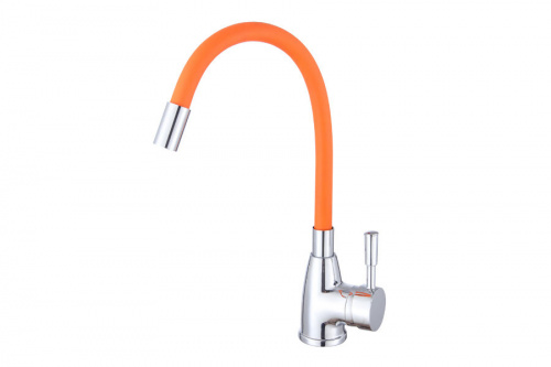 Смеситель ROEGEN RD014O для кухни, 40 мм, на гайке, с боковой ручкой, с гибким оранжевым изливом, фото