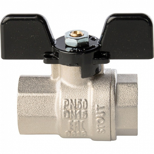 Кран шаровый полн. прох. 1/2" В/В бабочка, STOUT, фото фото 3