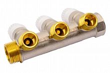 STOUT Коллектор для воды косой 3/4", 3 отвода 1/2" с вентилями, фото