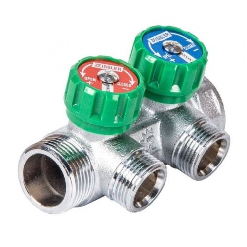 Коллектор регулирующий TIM 1", 2 отвода 3/4" ЕК, фото