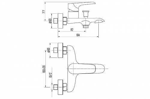 Смеситель DEVIDA GEMMA для ванны, с литым изливом и кнопочным дивертором, фото фото 3