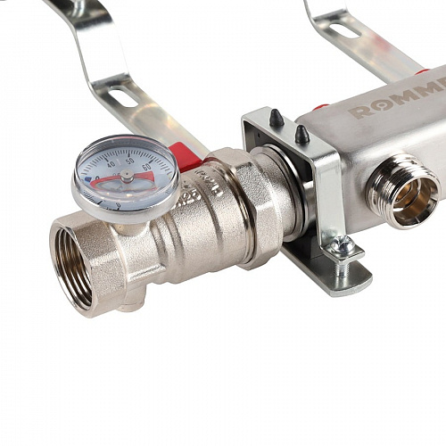 Коллектор без расходомеров ROMMER 2 выхода нерж. сталь в сборе, фото фото 5