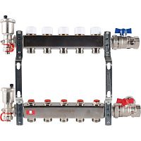 коллектор без расходомеров rommer 5 выходов нерж. сталь в сборе
