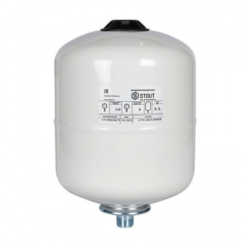 Stout Расширительный бак для ГВС 8 л вертикальный белый, фото