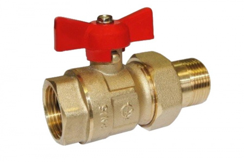 Кран шаровый КРЕПЫШ DN-20 бабочка американка PN16 ГАЛЛОП, фото