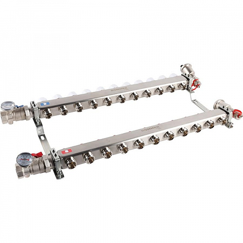 Коллектор без расходомеров ROMMER 11 выходов нерж. сталь в сборе, фото фото 4