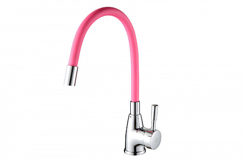 Смеситель ROEGEN RD014P для кухни, 40 мм, на гайке, с боковой ручкой, с гибким розовым изливом, фото фото 2