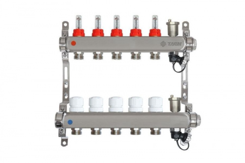 TAEN Коллектор с расходомерами 5 вых. нерж. сталь концевой группой, фото