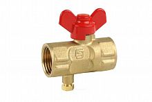 Кран шаровый для манометра 11Б27П(М)1 Ду 15 Ру16 ВР G1/2"-М20Х1,5 бабочка с краном Маевского, фото