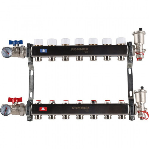 Коллектор без расходомеров ROMMER 7 выходов нерж. сталь в сборе, фото