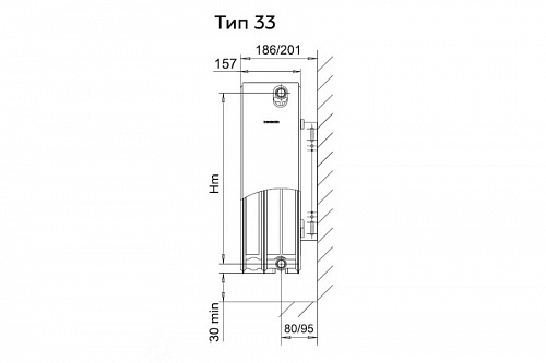 Радиатор панельный 33 тип ROMMER 33/400/2100 Compact с боковым подключением, фото фото 2